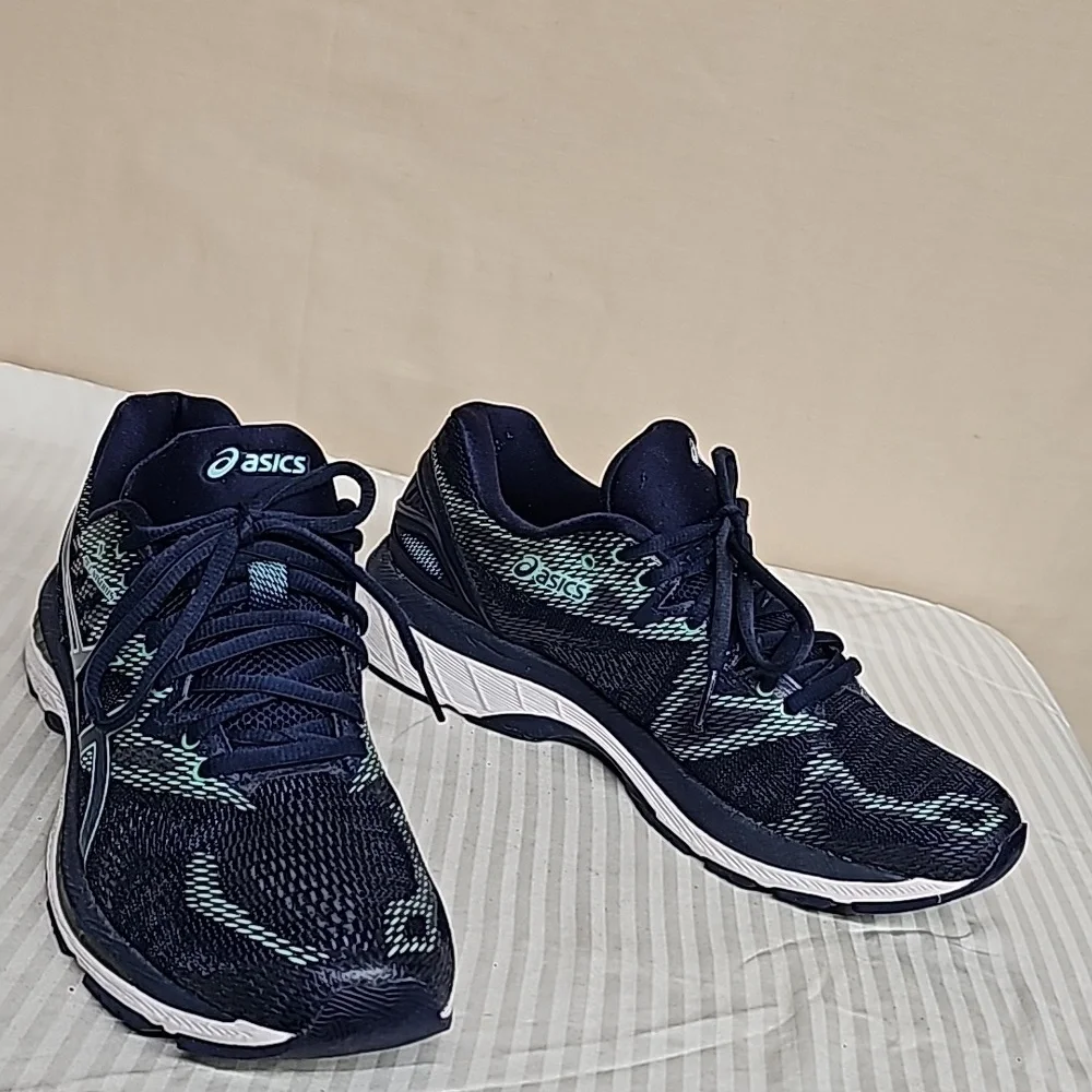 Asics Women's Navy and Aqua Running Sneakers